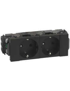 Legrand Контакт шуко ДВОЕН 16A 4 мод. цвят черен Mosaic - 077232L - Цена | LEDs4economy