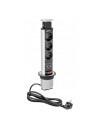 GTV AE-BPW3S60U-80 Pull-out контакт за вгражд., 3х Schuko, USB5V/2,4A, кабел 1,5 м, сребрист 
