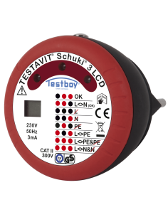 TESTBOY Тестер за контакт шуко CAT II 300Vac, LED и LCD, Testavit Schuki 3 Testboy - 4028532200084 - Цена | LEDs4economy