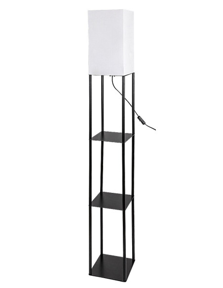 RABALUX Bronn, indoor floor lamp, black metal lamp with white 