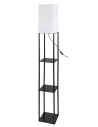 Bronn, indoor floor lamp, black metal lamp with white textil/fabric shade, E27 1xMAX40W, 22x22cm, H150cm, cable length: 180cm