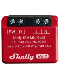 Shelly Smart Контролер 1х On/Off 8A с мерител изисква неутрала Shelly 1PM Mini Gen3 за Умен дом - Цена | LEDs4economy