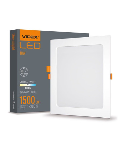 LED LAMPA VLE-DLBS-184 DOWNLIGHT SQ 18W/4K/WH VIDEX | 