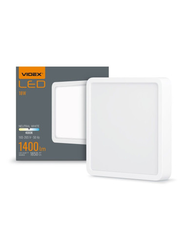 LED ЛАМПА VLE-DLSS-184 SURFACE FRAME SQ 18W/4K/WH VIDEX | 