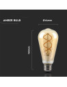 V-tac LED Крушка - 5W Filament E27 ST64 Амбър Димираща 2200K 217416 - 4