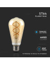 V-tac LED Крушка - 5W Filament E27 ST64 Амбър Димираща 2200K 217416 - 5