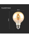 V-tac LED Крушка - 4W Filament E27 G80 Амбър 2200K 217148 - 4