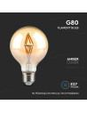 V-tac LED Крушка - 4W Filament E27 G80 Амбър 2200K 217148 - 5