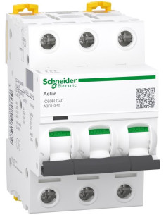 SE Автоматичен прекъсвач Acti 9 iC60H 3P 40A крива C 10kA - A9F84340 - Цена | LEDs4economy