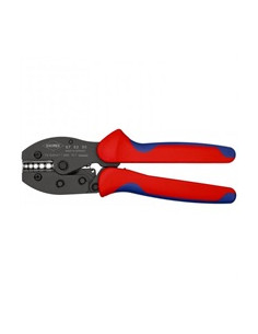 Knipex Клещи за кримпване на кабелни накрайници 1.5-10мм2 DIN неизолирани, закалени, синьо-червена ръкохватка 220мм, с пружина, 
