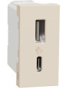 SE Розетка 2хUSB за зареждане тип A+C 2.4A 12W 1 мод. цвят Крем Unica  - NU301644