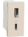 SE Розетка 2хUSB за зареждане тип A+C 2.4A 12W 1 мод. цвят Крем Unica  - NU301644 - 2