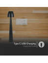 V-TAC 2W LED Настолна Лампа (80x370) 3в1 Димираща Черно Тяло - 23683 - 2