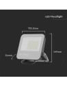 V-TAC 50W LED Прожектор 4000K Черно Тяло Сиво Стъкло 160lm/W 5год. Гаранция - 23694 - 4