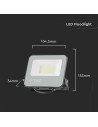 V-TAC 30W LED Прожектор 6500K Черно Тяло Сиво Стъкло 160lm/W 5год. Гаранция - 23693 - 6