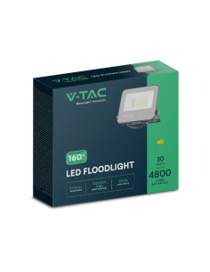 V-TAC 30W LED Прожектор 4000K Черно Тяло Сиво Стъкло 160lm/W 5год. Гаранция - 23692 - Цена | LEDs4economy 2