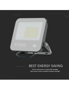 V-TAC 50W LED Прожектор SMD SAMSUNG Чип 1м Кабел Черно Тяло Сиво Стъкло Мат 4000K - 23688 - Цена | LEDs4economy 2
