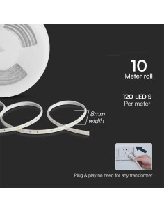 V-TAC LED Лента Сет 10W 2835 121 Red 10м/Сет 220V - 23724 - Цена | LEDs4economy 2