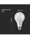 V-tac LED Крушка - 20W E27 A65 Термо Пластик 6400K 23749 - 2