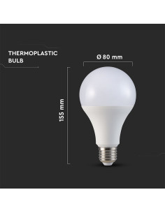 V-tac LED Крушка - 20W E27 A65 Термо Пластик 4000K 23748 - Цена | LEDs4economy 2