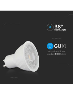 V-tac LED Крушка - 6W GU10 SMD Пластик 38° 6400K 211911 - Цена | LEDs4economy 2