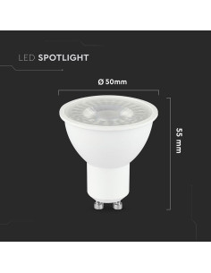 V-tac LED Крушка - 7.5W GU10 SMD Пластик 110° 3000K 218721 - Цена | LEDs4economy 2