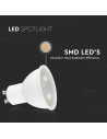 V-tac LED Крушка - 7.5W GU10 SMD Пластик 38° 3000K 218751 - 3
