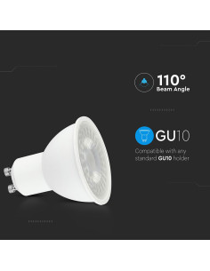 V-tac LED Крушка - 7.5W GU10 SMD Пластик 110° 4000K 218731 - Цена | LEDs4economy 2