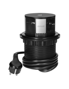 ORNO Мебелна колона Pop-Up, с контакти 3х шуко, 2х USB тип A+C, индуктивно зарядно 10W, кабел 1.5m, Ø100mm, - OR-GM-9017(GS) - Ц