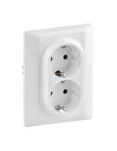 Legrand 755702 Двоен контакт Valena Life с рамка 2X2P+E Schuko 16A, авт. клеми, бял, - 755702 - Цена | LEDs4economy 2
