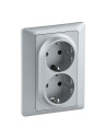 Legrand 755704 Двоен контакт Valena Life с рамка 2X2P+E Schuko 16A, авт. клеми, алуминий,  - 755704 - 2
