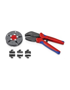 Knipex Клещи за кримпване на кабелни накрайници 0.25-10мм2 MC4 MultiCrimp, 3 челюсти, синьо-червена ръкохватка 250мм, с пружина, 2