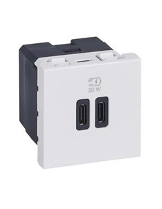 Legrand Розетка 2xUSB за зареждане тип C Power Delivery 30W 2 мод. цвят Бял Mosaic - 077631L - Цена | LEDs4economy