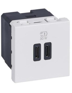 Legrand Розетка 2xUSB за зареждане тип C Power Delivery 30W 2 мод. цвят Бял Mosaic - 077631L - Цена | LEDs4economy 2