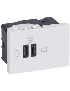 Legrand Розетка 2xUSB за зареждане тип C Power Delivery 63W 3 мод. цвят Бял Mosaic - 077673L - Цена | LEDs4economy 2