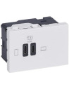 Legrand Розетка 2xUSB за зареждане тип C Power Delivery 63W 3 мод. цвят Бял Mosaic  - 077673L - 2