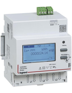 Legrand Трифазен мерител за ДИРЕКТНО мерене на ел. енергия EMDX3, Modbus, 2 тарифи, за DIN монтаж 4 мод, 63A, - 412091 - Цена | 