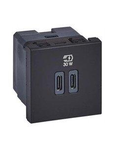 Legrand Розетка 2xUSB за зареждане тип C Power Delivery 30W 2 мод. цвят Черен Mosaic - 077633L - Цена | LEDs4economy