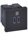 Legrand Розетка 2xUSB за зареждане тип C Power Delivery 30W 2 мод. цвят Черен Mosaic  - 077633L - 2