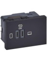 Legrand Розетка 2xUSB за зареждане тип C Power Delivery 63W 3 мод. цвят Черен Mosaic  - 077675L