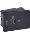 Legrand Розетка 2xUSB за зареждане тип C Power Delivery 63W 3 мод. цвят Черен Mosaic  - 077675L - 2