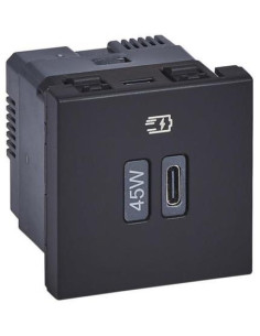 Legrand Розетка USB за зареждане тип C Power Delivery 45W 2 мод. цвят Черен Mosaic - 077657L - Цена | LEDs4economy