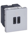 Legrand Розетка 2xUSB за зареждане тип C Power Delivery 30W 2 мод. цвят Алуминий Mosaic  - 077632L