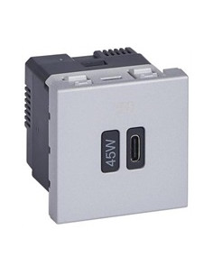 Legrand Розетка USB за зареждане тип C Power Delivery 45W 2 мод. цвят Алуминий Mosaic - 077656L - Цена | LEDs4economy