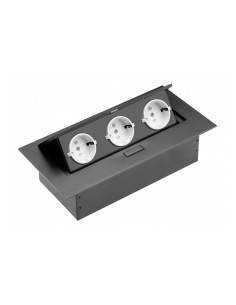 GTV AE-PB03GS-20N Pop-up контакт за вгражд., 3x Schuko, кабел 1.5м. черен - Цена | LEDs4economy 2