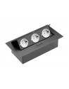 GTV AE-PB03GS-20N Pop-up контакт за вгражд., 3x Schuko, кабел 1.5м. черен  - 2