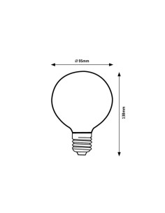 Rabalux LED крушка филамент, прозрачна, жълт филамент, E27 G95, 12W, 1521lm, 4000K, ъгъл на лъча: 360°, H13,8cm, D9,5cm, димируе 2