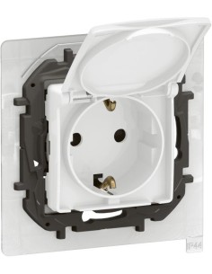 Legrand Контакт ШУКО 16A с капак IP44 и детска защита цвят Бял Niloe New NP3128WH - Цена | LEDs4economy