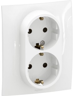Legrand Контакт шуко ДВОЕН 16A с детска защита моноблок цвят Бял Niloe New NP3130WH - Цена | LEDs4economy