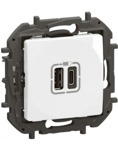 Legrand Розетка 2хUSB за зареждане тип A+C 3A 15W цвят Бял Niloe New NP3403WH - Цена | LEDs4economy